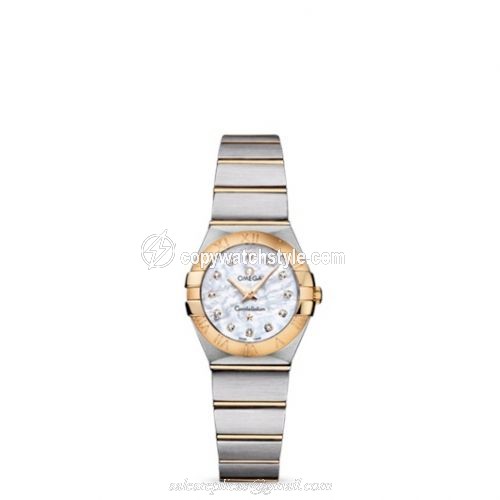 Omega Constellation Quartz 24 Brushed Stainless Steel / Yellow Gold / MOP 123.20.24.60.55.002