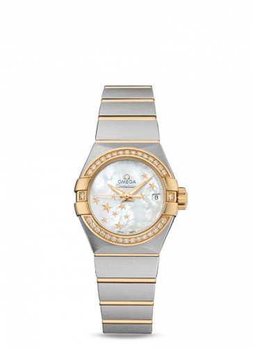 Omega Constellation Co-Axial 27 Brushed Stainless Steel / Yellow Gold / Diamond / MOP Stars 123.25.27.20.05.001