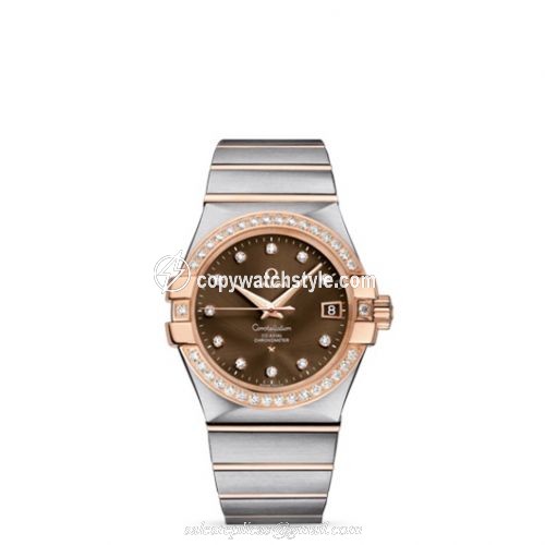 Omega Constellation Co-Axial 35 Stainless Steel / Red Gold / Diamond / Brown 123.25.35.20.63.001
