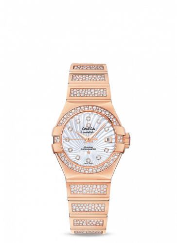 Omega Constellation Co-Axial 27 Polished Red Gold / Snow / MOP Supernova 123.55.27.20.55.004