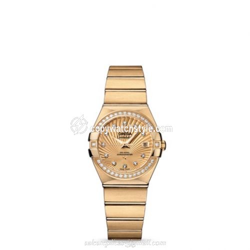 Omega Constellation Co-Axial 27 Brushed Yellow Gold / Diamond / Champagne Supernova 123.55.27.20.58.001