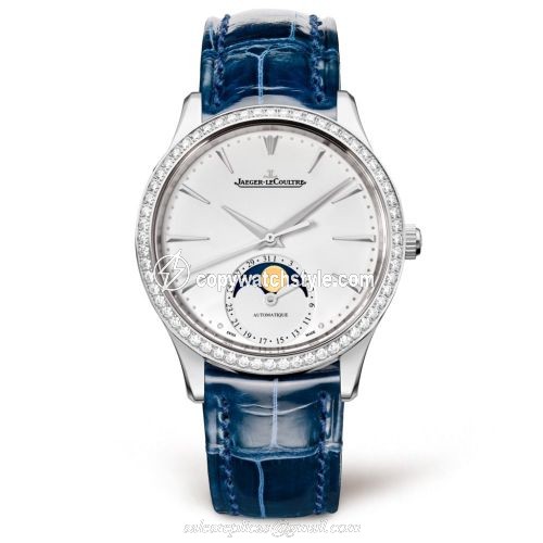 Jaeger-LeCoultre Master Ultra Thin Moon 34 Stainless Steel / Diamond / Silver / Alligator 1258401 Jaeger-LeCoultre Master Ultra Thin Moon 34 Stainless Steel / Diamond / Silver / Alligator 1258401
