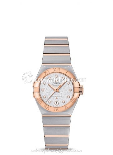 Omega Constellation Co-Axial Master Chronometer 27 Stainless Steel / Red Gold / Silver Silk-Diamond 127.20.27.20.52.001 Omega Constellation Co-Axial Master Chronometer 27 Stainless Steel / Red Gold / Silver Silk-Diamond 127.20.27.20.52.001