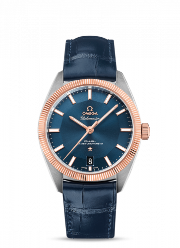 Omega Globemaster Stainless Steel / Sedna Gold / Blue / Alligator 130.23.39.21.03.001 Omega Globemaster Stainless Steel / Sedna Gold / Blue / Alligator 130.23.39.21.03.001