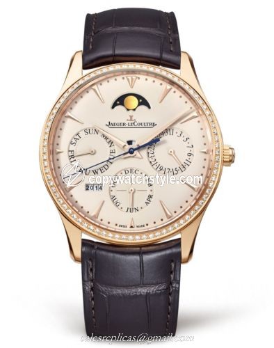 Jaeger-LeCoultre Master Ultra Thin Perpetual Pink Gold / Diamond / Eggshell / Alligator 1302501 Jaeger-LeCoultre Master Ultra Thin Perpetual Pink Gold / Diamond / Eggshell / Alligator 1302501