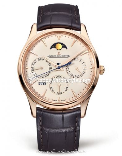 Jaeger-LeCoultre Master Ultra Thin Perpetual Pink Gold / Eggshell / Alligator 1302520 Jaeger-LeCoultre Master Ultra Thin Perpetual Pink Gold / Eggshell / Alligator 1302520