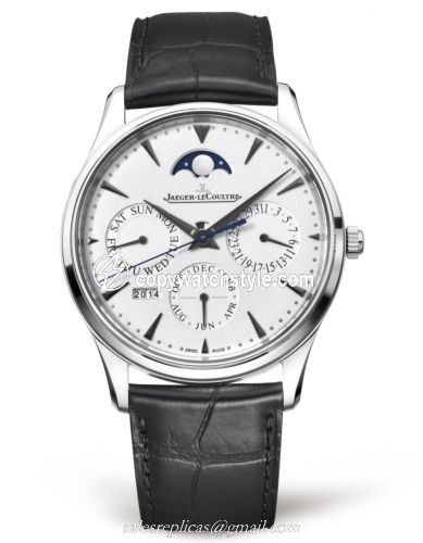 Jaeger-LeCoultre Master Ultra Thin Perpetual White Gold / Silver / Alligator 1303520 Jaeger-LeCoultre Master Ultra Thin Perpetual White Gold / Silver / Alligator 1303520