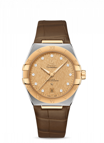 Omega Constellation Master Chronometer 39 Stainless Steel / Yellow Gold / Champagne-Diamond / Alligator 131.23.39.20.58.001 Omega Constellation Master Chronometer 39 Stainless Steel / Yellow Gold / Champagne-Diamond / Alligator 131.23.39.20.58.001