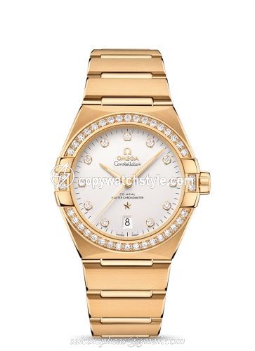 Omega Constellation Master Chronometer 39 Yellow Gold - Diamond / Silver / Bracelet 131.55.39.20.52.002