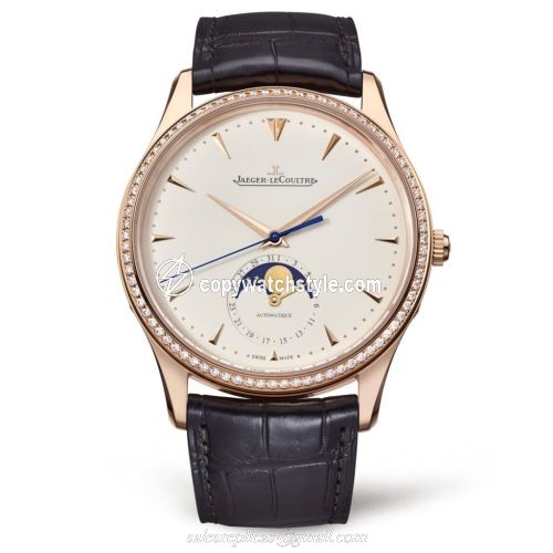 Jaeger-LeCoultre Master Ultra Thin Moon Pink Gold / Diamond / Eggshell / Alligator 1362501 Jaeger-LeCoultre Master Ultra Thin Moon Pink Gold / Diamond / Eggshell / Alligator 1362501