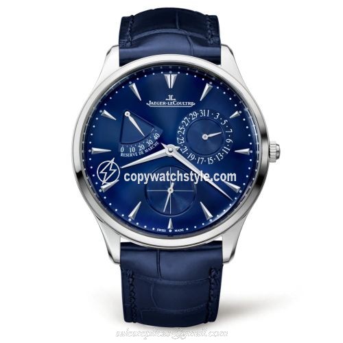 Jaeger-LeCoultre Master Ultra Thin Reserve de Marche Stainless Steel / Blue / Alligator 1378480 Jaeger-LeCoultre Master Ultra Thin Reserve de Marche Stainless Steel / Blue / Alligator 1378480