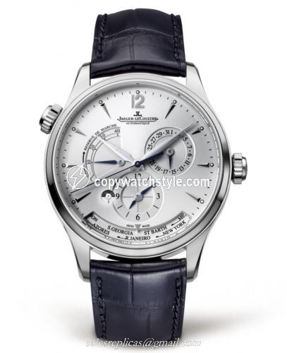 Jaeger-LeCoultre Master Geographic Stainless Steel / Silver / Alligator 1428421 Jaeger-LeCoultre Master Geographic Stainless Steel / Silver / Alligator 1428421