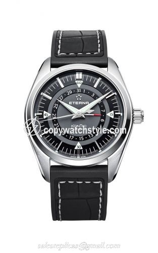 Eterna KonTiki Four-Hands Black / Strap 1598.41.41.1305