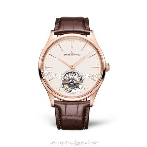 Jaeger-LeCoultre Master Ultra Thin Tourbillon Pink Gold / Eggshell / Alligator 1682410 Jaeger-LeCoultre Master Ultra Thin Tourbillon Pink Gold / Eggshell / Alligator 1682410