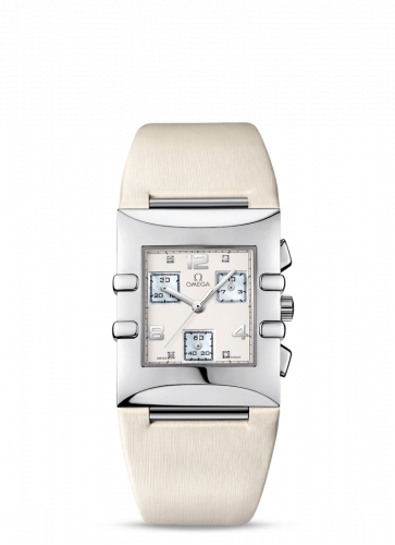 Omega Constellation Quadra Quartz 28 Chronograph Stainless Steel / White / Fabric 1841.35.71 Omega Constellation Quadra Quartz 28 Chronograph Stainless Steel / White / Fabric 1841.35.71