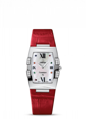 Omega Constellation Quadrella Quartz 25 Stainless Steel / MOP / Red Alligator 1886.79.40 Omega Constellation Quadrella Quartz 25 Stainless Steel / MOP / Red Alligator 1886.79.40