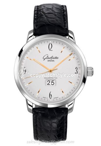 Glashutte Original Sixties Panorama Date Stainless Steel / Silver / Alligator / Pin 2-39-47-01-02-04 Glashutte Original Sixties Panorama Date Stainless Steel / Silver / Alligator / Pin 2-39-47-01-02-04