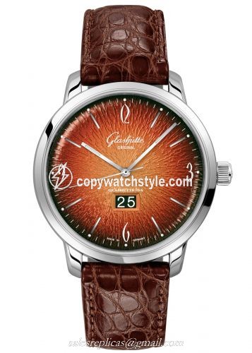 Glashutte Original Sixties Panorama Date Stainless Steel / Orange / Alligator / Pin / Annual Edition 2-39-47-09-02-04 Glashutte Original Sixties Panorama Date Stainless Steel / Orange / Alligator / Pin / Annual Edition 2-39-47-09-02-04
