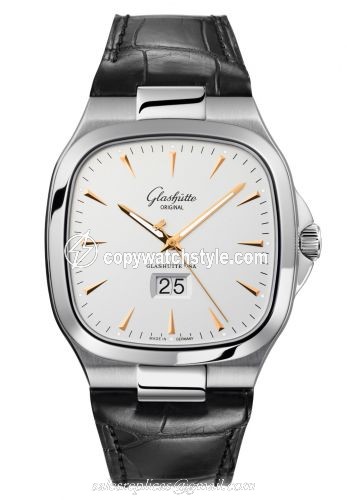 Glashutte Original Seventies Panorama Date Silver / Alligator / Folding 2-39-47-11-12-04 Glashutte Original Seventies Panorama Date Silver / Alligator / Folding 2-39-47-11-12-04