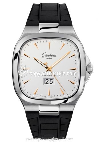 Glashutte Original Seventies Panorama Date Silver / Rubber / Folding 2-39-47-11-12-06 Glashutte Original Seventies Panorama Date Silver / Rubber / Folding 2-39-47-11-12-06