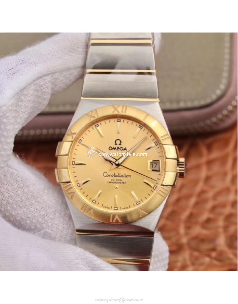 Omega Constellation 123.20.38.21.58.001 38MM 3S Stainless Steel & Yellow Gold Champagne Omega Constellation 123.20.38.21.58.001 38MM 3S Stainless Steel & Yellow Gold Champagne