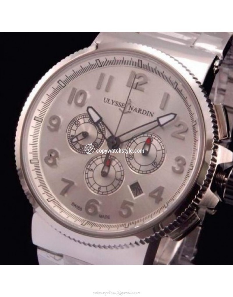 Ulysse Nardin Marine Chronograph Stainless Steel Arabian Numbers White Ulysse Nardin Marine Chronograph Stainless Steel Arabian Numbers White