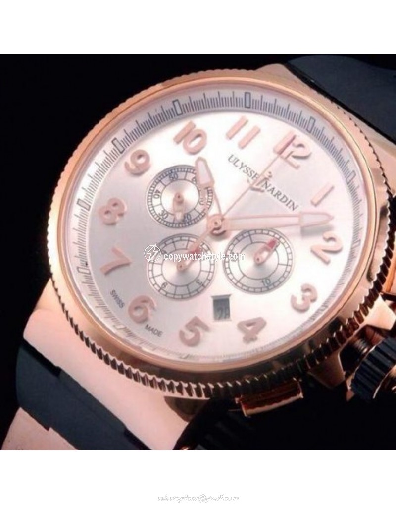 Ulysse Nardin Marine Chronograph Rose Gold Arabian Numbers Silver Ulysse Nardin Marine Chronograph Rose Gold Arabian Numbers Silver