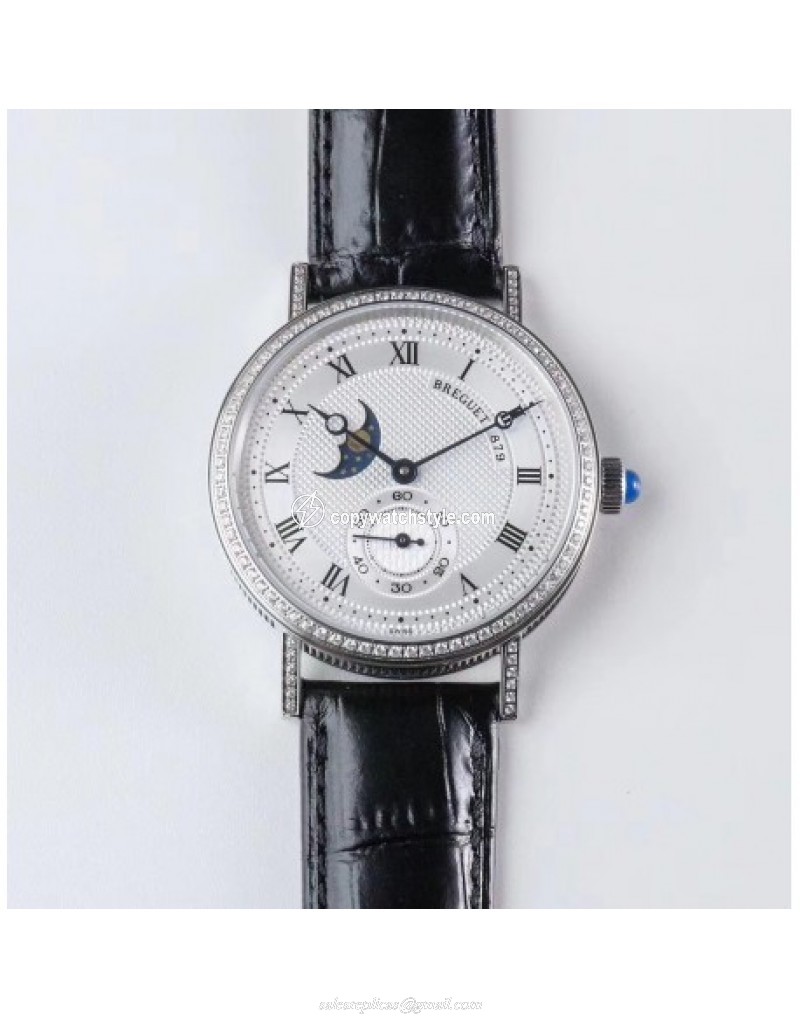 Breguet Classique Moonphase 4396 GXG Stainless Steel & Diamond Silver 