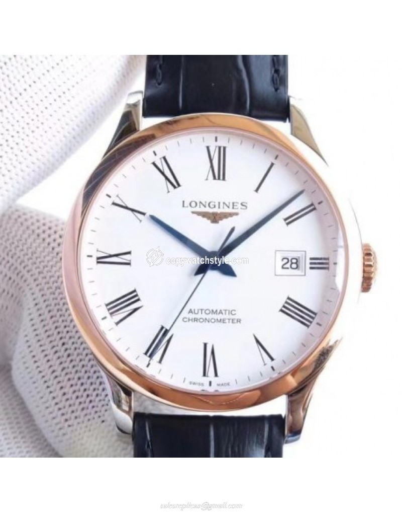 Longines Record L2.821.4.11.2 AF Stainless Steel & Rose Gold White Longines Record L2.821.4.11.2 AF Stainless Steel & Rose Gold White