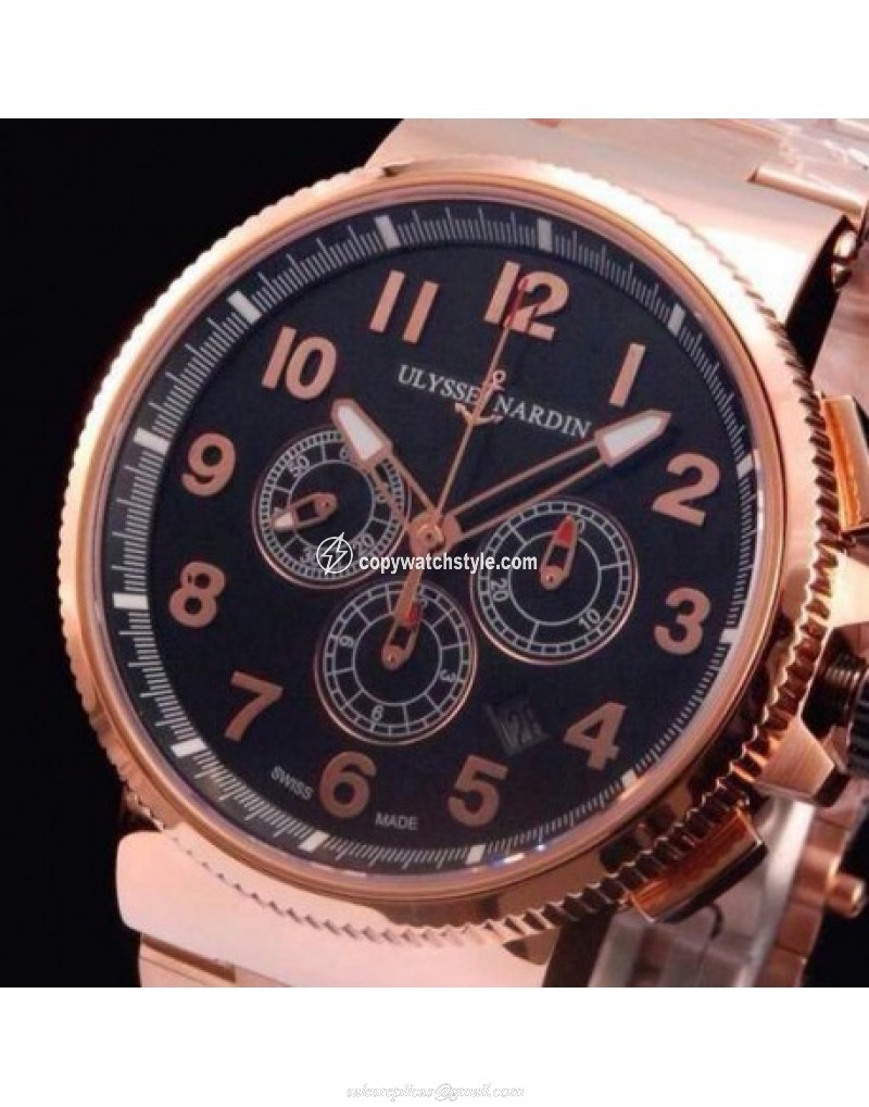 Ulysse Nardin Marine Chronograph Rose Gold Arabian Numbers Black Ulysse Nardin Marine Chronograph Rose Gold Arabian Numbers Black