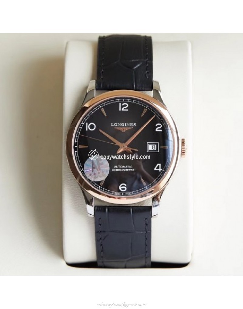 Longines Record L2.821.4.56.2 AF Stainless Steel & Rose Gold Black Longines Record L2.821.4.56.2 AF Stainless Steel & Rose Gold Black