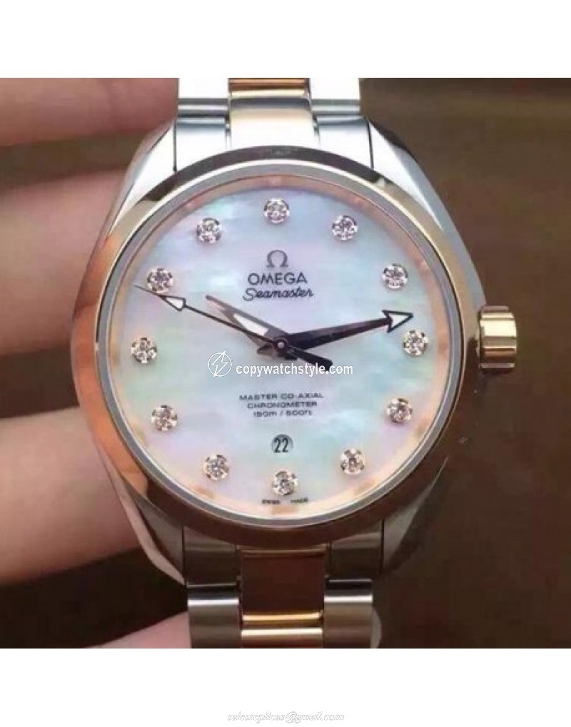 Omega Aqua Terra 150M Lady 34MM Rose Gold & Stainless Steel Pearl Omega Aqua Terra 150M Lady 34MM Rose Gold & Stainless Steel Pearl