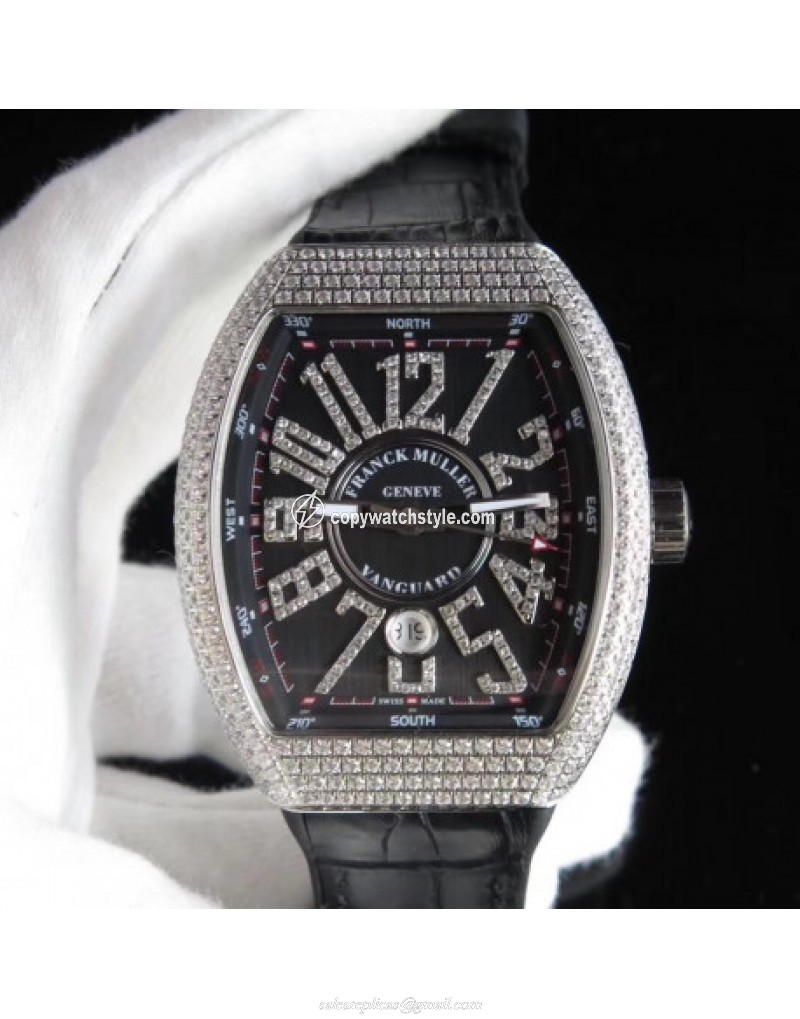 Franck Muller Vanguard V45 SC DT OX Stainless Steel & Diamond Black Franck Muller Vanguard V45 SC DT OX Stainless Steel & Diamond Black