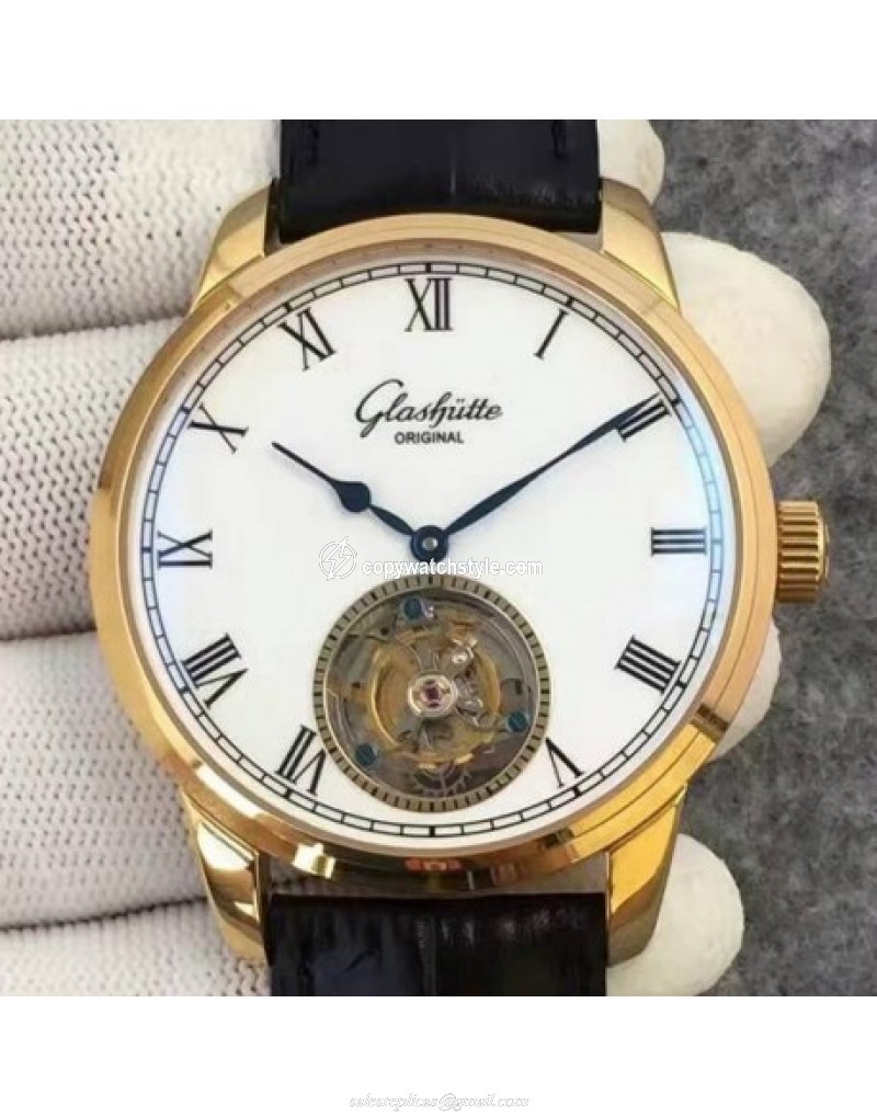 Glashutte Original Senator Excellence Tourbillon Yellow Gold White 