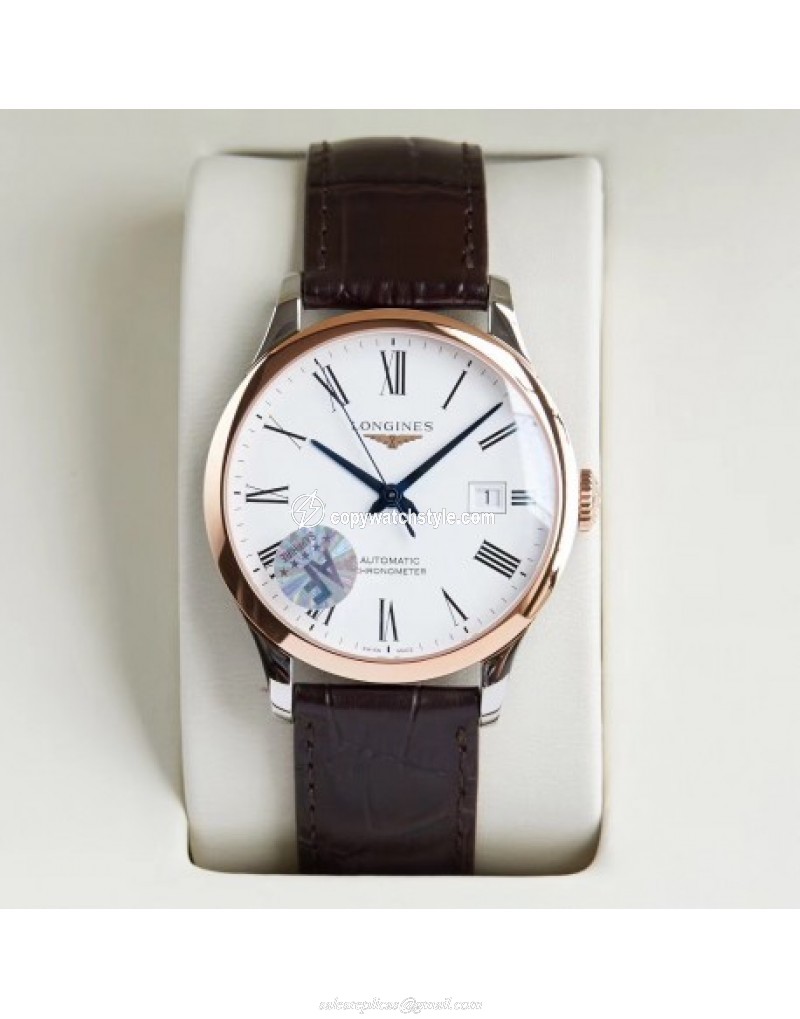 Longines Record L2.821.4.11.2 AF Stainless Steel & Rose Gold White Longines Record L2.821.4.11.2 AF Stainless Steel & Rose Gold White