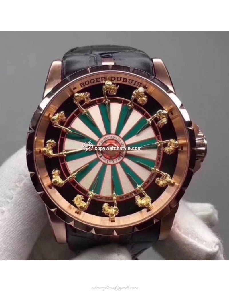 Roger Dubuis Excalibur Knights Of The Round Table Limited Edition RDDBEX0398 Noob Rose Gold Green & White Roger Dubuis Excalibur Knights Of The Round Table Limited Edition RDDBEX0398 Noob Rose Gold Green & White