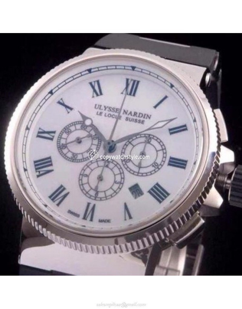 Ulysse Nardin Marine Chronograph Stainless Steel Roman Numbers White Ulysse Nardin Marine Chronograph Stainless Steel Roman Numbers White