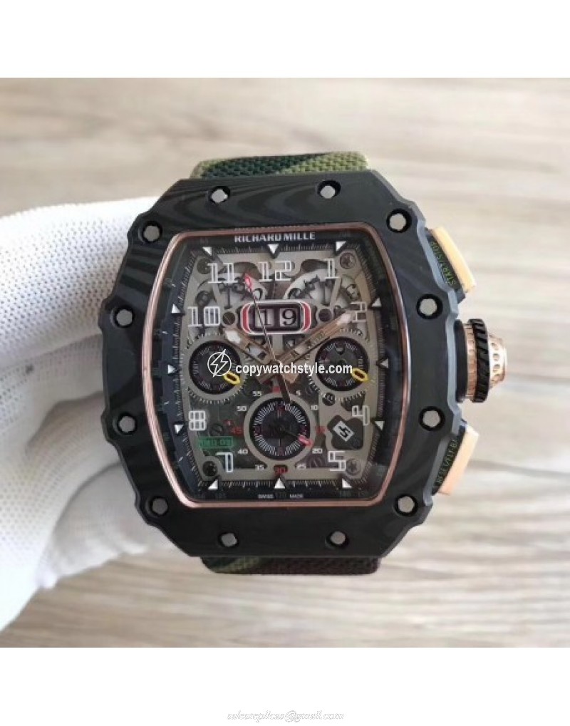 Richard Mille RM011-03 Flyback Chronograph KL Forged Carbon Black Skeleton Richard Mille RM011-03 Flyback Chronograph KL Forged Carbon Black Skeleton