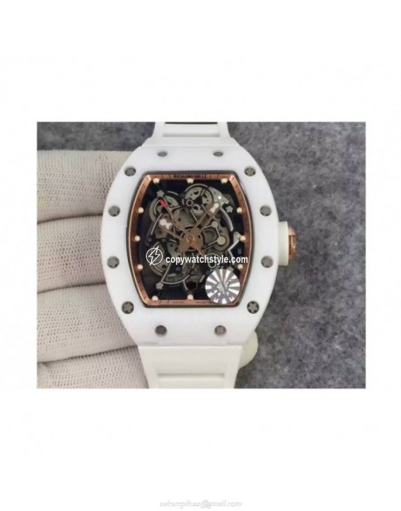 Richard Mille RM55 White Ceramic Rose Gold Skeleton Richard Mille RM55 White Ceramic Rose Gold Skeleton