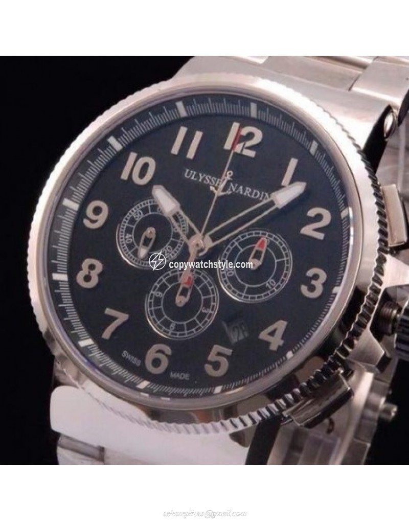 Ulysse Nardin Marine Chronograph Stainless Steel Arabian Numbers Black Ulysse Nardin Marine Chronograph Stainless Steel Arabian Numbers Black
