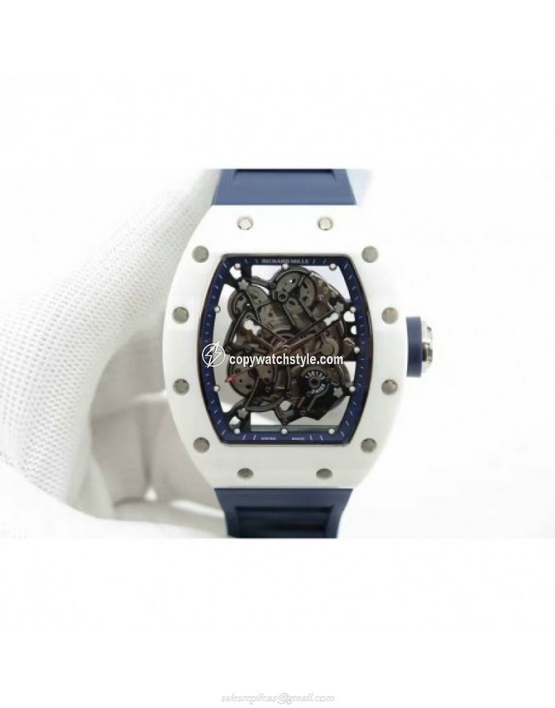 Richard Mille RM55 White Ceramic Blue Skeleton 