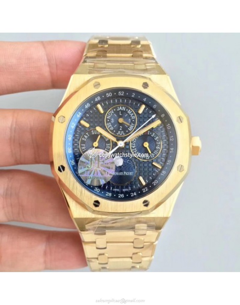 Audemars Piguet Royal Oak Perpetual Calendar 41MM 26574BA.OO.1220BA.01 JF Yellow Gold Blue 
