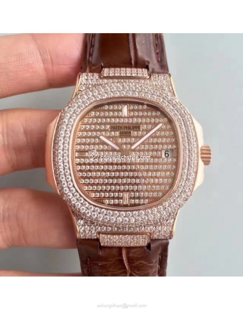 Patek Philippe Nautilus Jumbo 5719/1G-001 DM Rose Gold & Diamonds Diamond Patek Philippe Nautilus Jumbo 5719/1G-001 DM Rose Gold & Diamonds Diamond