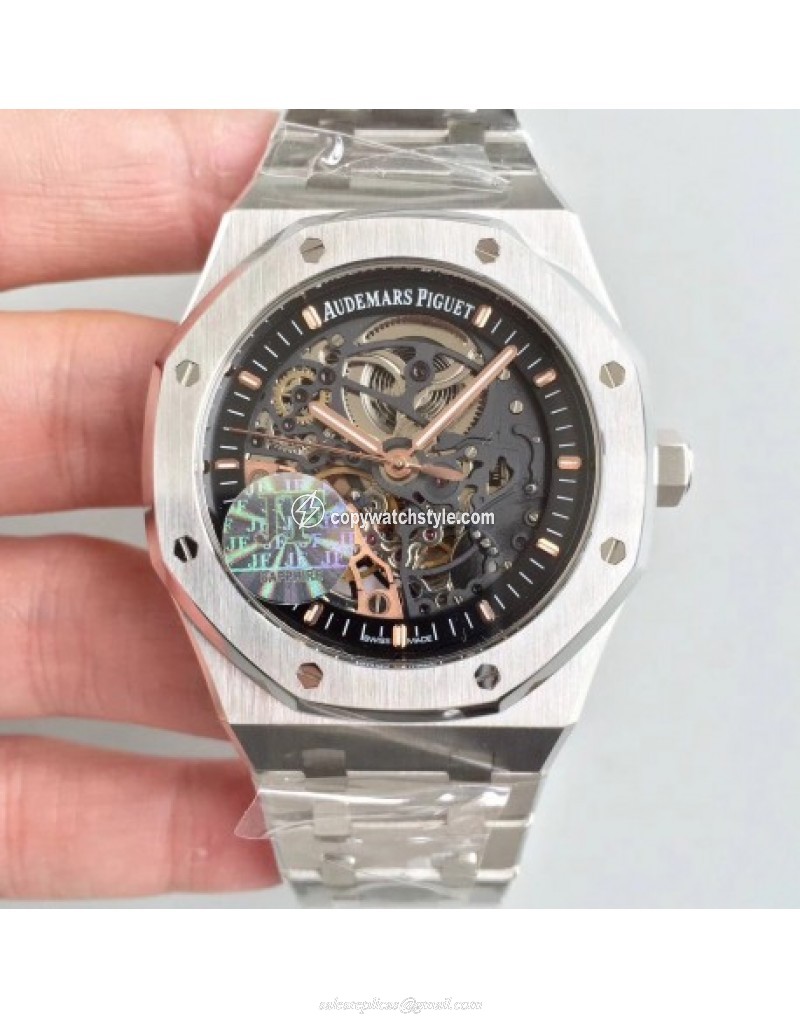 Audemars Piguet Royal Oak Double Balance Wheel Openworked 15407 JF Stainless Steel Black Skeleton Audemars Piguet Royal Oak Double Balance Wheel Openworked 15407 JF Stainless Steel Black Skeleton