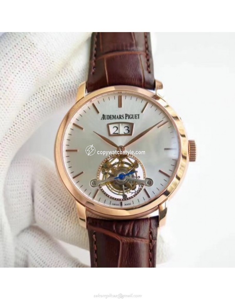 Audemars Piguet Jules Audemars Tourbillon Grande Date 26559 TF Rose Gold Silver Audemars Piguet Jules Audemars Tourbillon Grande Date 26559 TF Rose Gold Silver