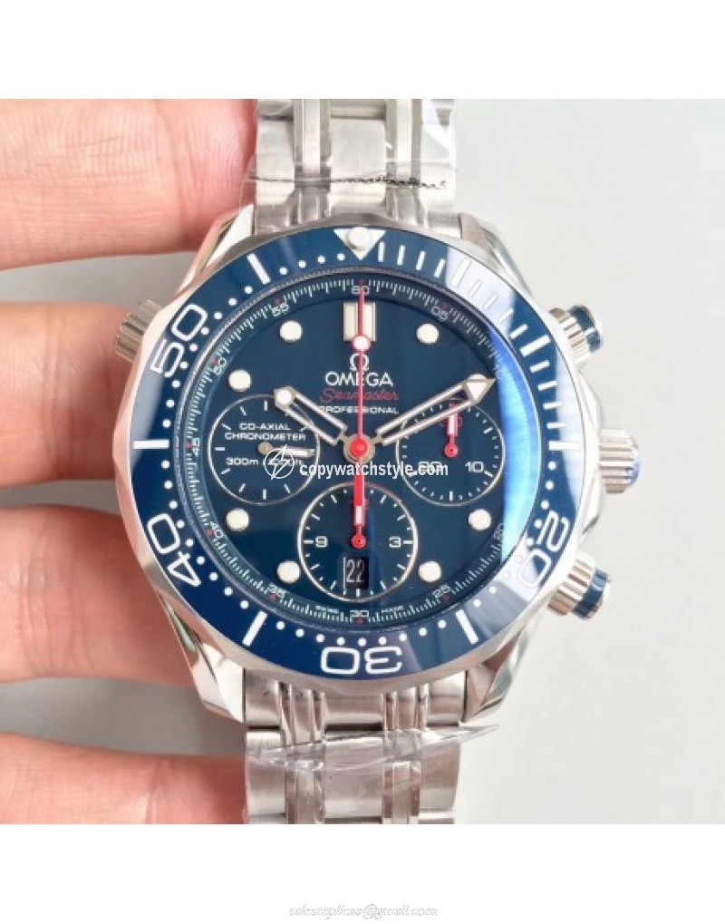 Omega Seamaster Diver 300M Co-Axial Chronograph 44MM 212.30.44.50.03.001 OM Stainless Steel Blue 