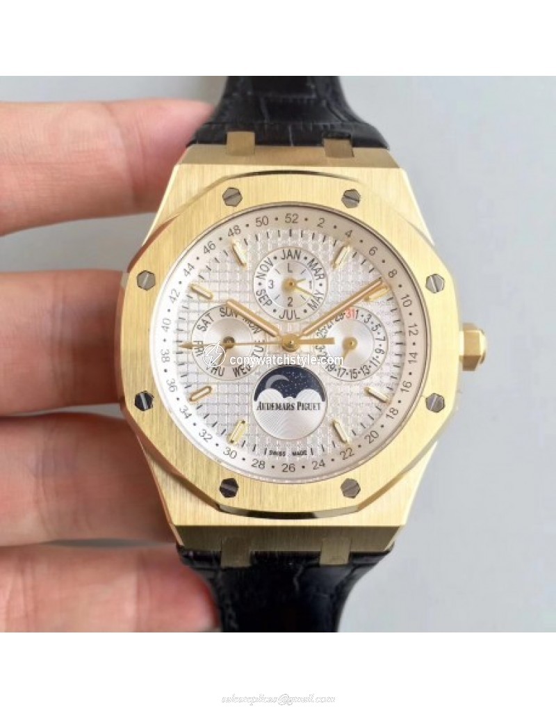 Audemars Piguet Royal Oak Perpetual Calendar 41MM 26574BA.OO.1220BA.01 BF Yellow Gold Silver 
