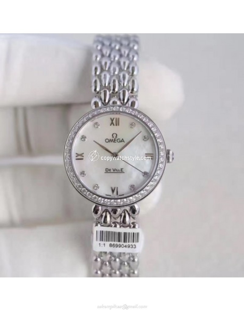 Omega De Ville Dewdrop 424.55.27.60.55.004 XF Stainless Steel & Diamonds Mother Of Pearl 