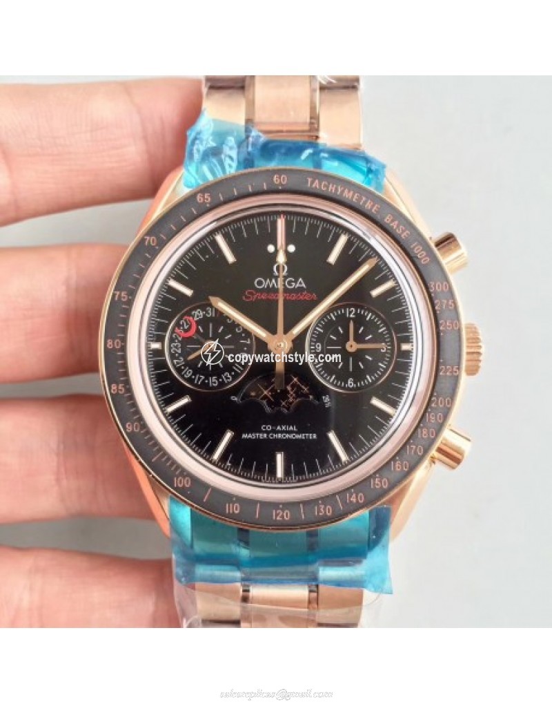 Omega Speedmaster Moonwatch Moonphase Chronograph 304.63.44.52.01.001 BF Rose Gold Black Omega Speedmaster Moonwatch Moonphase Chronograph 304.63.44.52.01.001 BF Rose Gold Black