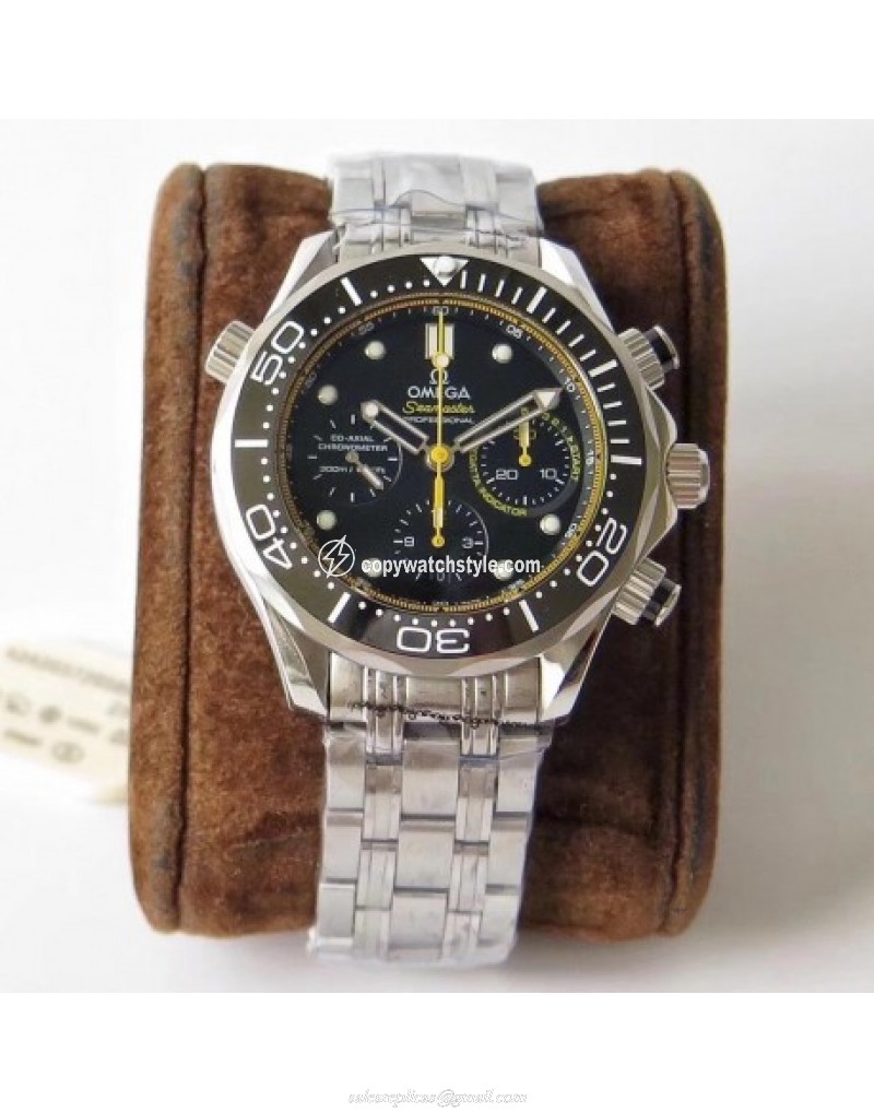 Omega Seamaster Diver 300M Chronograph 212.30.44.50.01.002 AC V2 Stainless Steel Black & Yellow 
